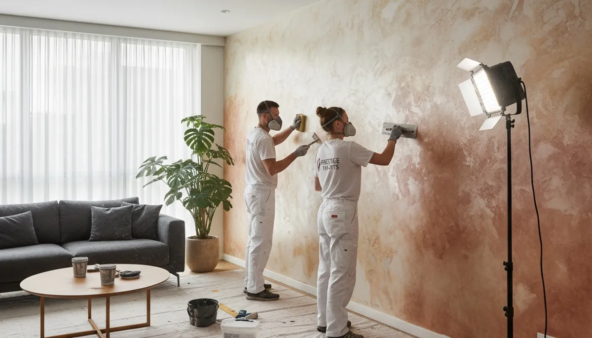 Professional faux painting finish by expert house painters in Dallas, TX interior living room