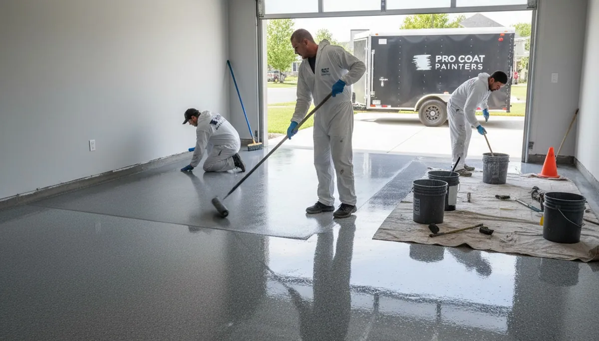Professional epoxy garage floor coating in Dallas, TX for durable, glossy concrete finish