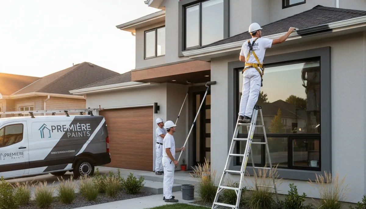 Professional gutter painting on a Dallas TX home exterior by local house painters