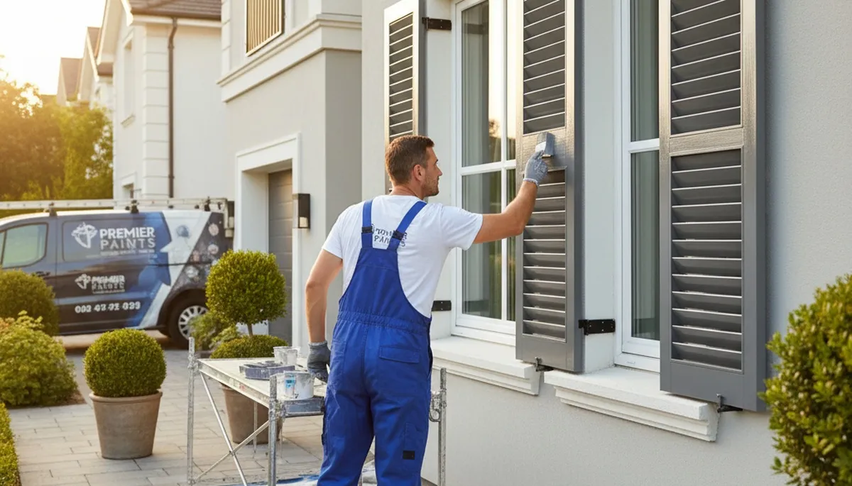 Professional shutter painting on Dallas, TX home exterior by expert house painters for lasting curb appeal
